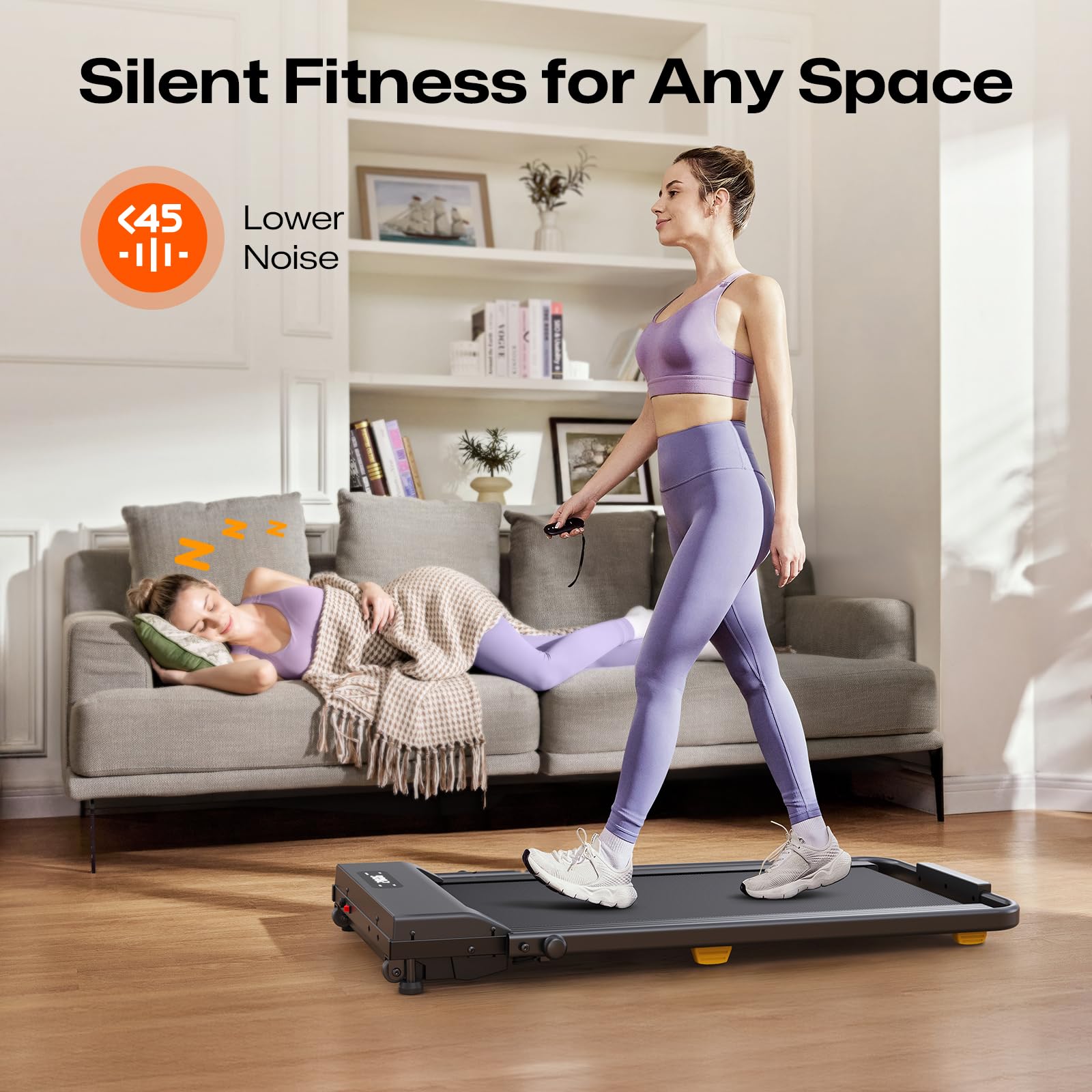 Folding Treadmill with 9% Incline, Walking Pad Foldable with Safety Handle Bar, One-Touch HIIT Mode, Walking, Jogging or Running for Home Office, No Assembly Required, Remote Control & LED Display